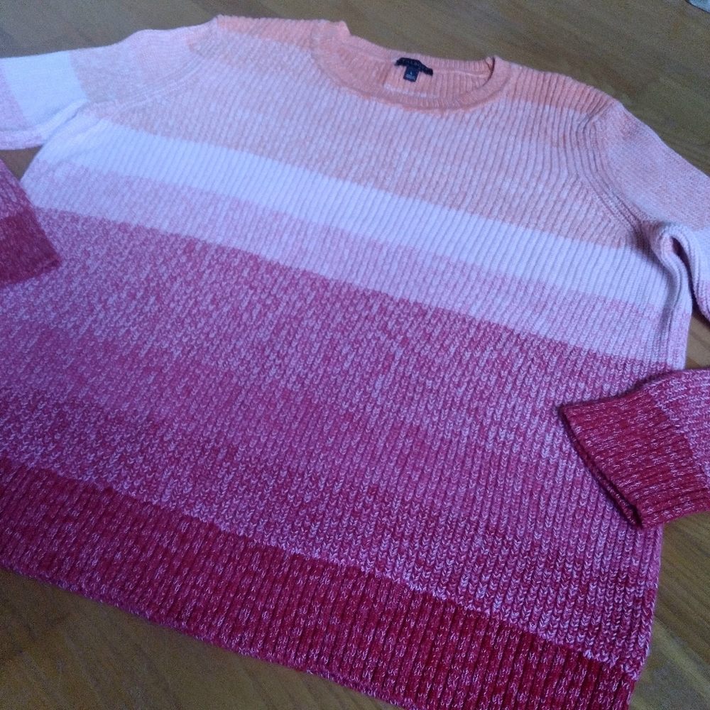 Talbots Pink Red‎ Chunky Ombre Winter Sweater Large